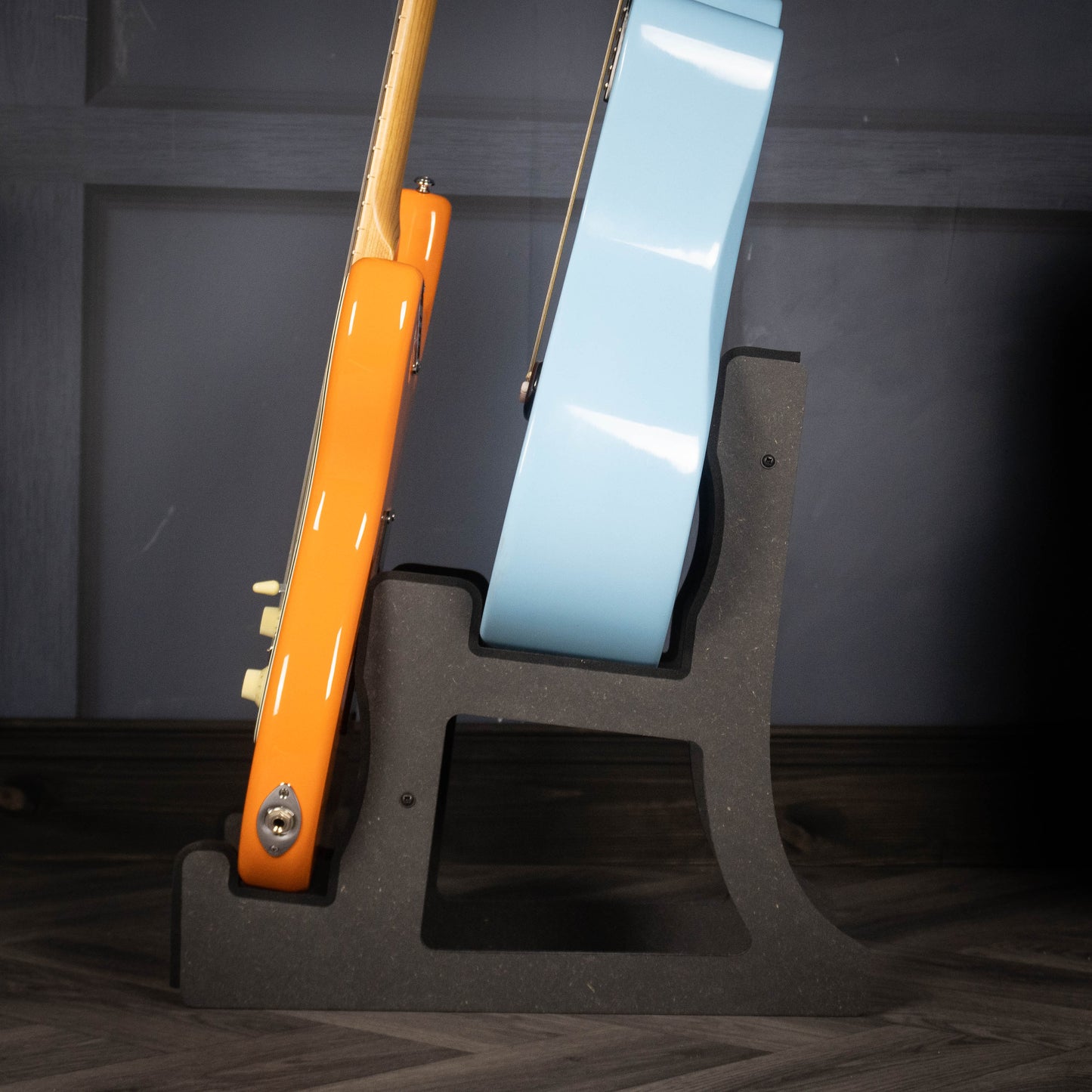 Double Decker Musical Instrument Stand, Customisable for Two / 2 Guitars and more, Made In Ireland, Charcoal Black