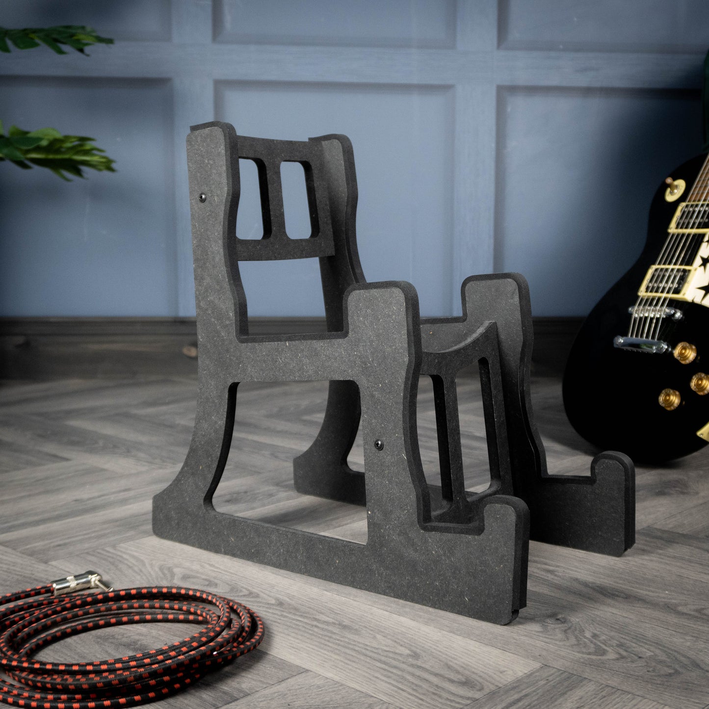 Double Decker Musical Instrument Stand, Customisable for Two / 2 Guitars and more, Made In Ireland, Charcoal Black